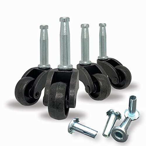 LUXUFUL 1" Swivel Stem Ball Caster Wheel, Zinc Alloy Castor for Furniture Socket Type Mounting Stem, Vintage Black, 353lbs, Pack of 4