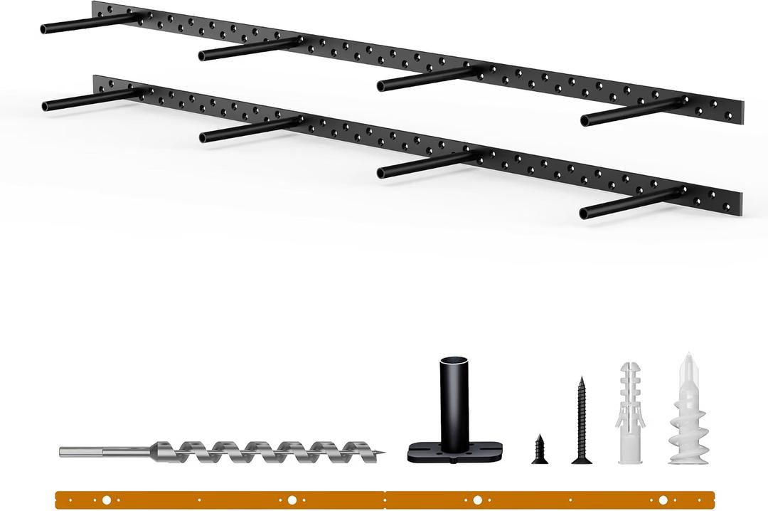 2pcs Floating Shelf Bracket Heavy Duty Floating Mantel Bracket Black Metal Decorative Floating Shelf Hardware Hidden Shelving Mounting Brackets (43″X6″X1″)