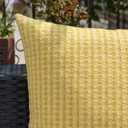Kevin Textile Outdoor Waterproof Throw Pillow Covers Pack of 2 Weaving Texture Water Resistant Outside Decorative Cushion Covers for Garden Patio Tent Balcony Bench Couch Sofa 18x18 Inch, Yellow