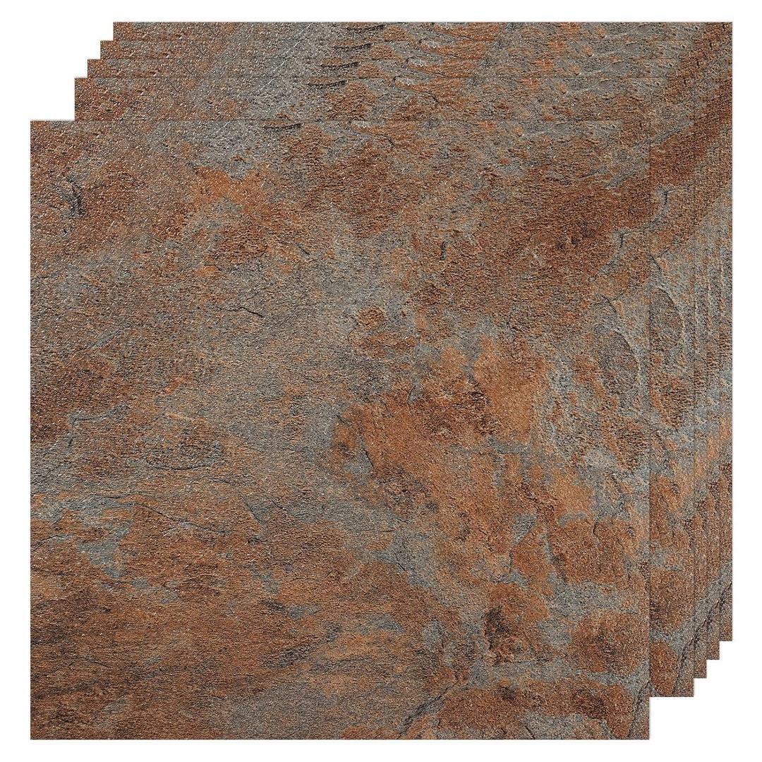 30-Pack Peel and Stick Vinyl Floor Tiles, 12"x12" Self-Adhesive Waterproof Peel and Stick Flooring Planks DIY for Bathroom, Kitchen, Living Room, Cover 30 Sq. Ft Red Brown