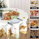 Kawani Easter Bunny Round Tablecloth 60 Inch Spring Summer Floral Butterfly Table Cloth Farmhouse Polyester Table Cover Decorative for Easter Holiday Indoor Outdoor Kitchen Dining Party