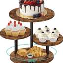 4 Tier Round Cupcake Tower Stand for 50 Cupcakes, 360° Rotating Wood Cake Stand with Tiered Trays, Farmhouse Cookie Stand for Dessert Table Display for Wedding Birthday Baby Shower Tea Party