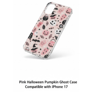 Pink Halloween Pumpkin Ghost Case Compatible with iPhone 17, Witchy Pumpkin Halloween Boo Cover, Cool TPU Phone Case Cover