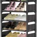 8 Tiers Vertical Shoe Rack Up to 16-20 Pairs, Sturdy Metal Narrow Shoe Shelf, Space-Saving Tall Shoe Rack for Closet,Bedroom Hallway Garage Living Room (Black)