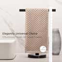 Hand Towel Stand, 16" Heavy Weighted Hand Towel Holder for Bathroom, Modern Counter Towel Holder, Standing Towel Bar Countertop(Black Stainless Steel Bar, Black Natural Marble Base)