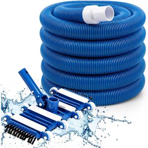 2 Pcs Pool Cleaning Vacuum Kits Include 14" Swimming Pool Vacuum Head with Flexible Wheels and 1-1/2" x 18 FT Hoses for Inground Above Ground Pond Cleaning, Pole Not Included (Side Brushes)