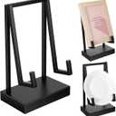 2pcs Metal Display Easel Stand 8 x 5 x 3 Inch Black Tabletop Easel Stand Modern Abstract Tabletop Display Holder for Books Plate Photo Frame Artwork Record Albums