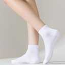 Womens White Ankle Socks Thin Cotton Gym Socks Athletic Mini Crew Socks 5-9