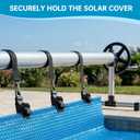 24Pcs Pool Solar Cover Reel Attachment Kit, Heavy Duty Solar Cover Straps and Clips for Inground Swimming Pool, Solar Blanket Strap Kit with Hooks & Touch Fastener