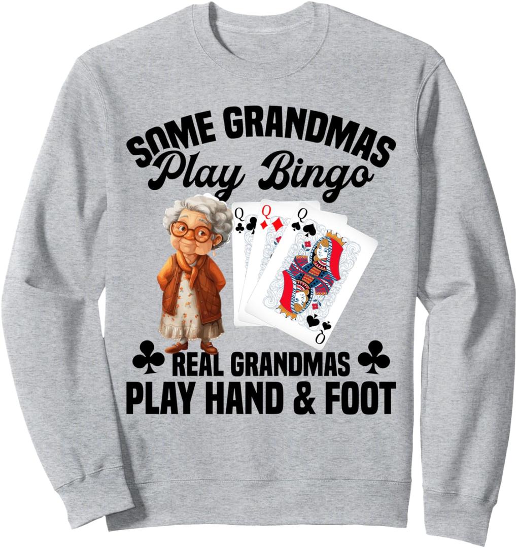 Hand Foot Card Game Set Score Grandma Game Set Hand and Foot Sweatshirt Smal