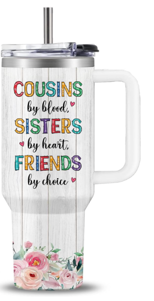 Cousin Gifts for Women, Gifts for Cousins Female, Cousin Birthday Gift for Women, Mothers Day Christmas Best Cousins Gift Tumbler from Sister Brother 40oz