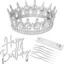 Highergo 8 Pcs Queen Crown Cake Topper Silver Rhinestone Crystal Tiara Birthday Cake Decoration for Women Princess Queen Wedding Party Photo Props