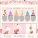 DIY Baby Face Photo Cake Topper Kit 36 Pcs Flat Birthday Hats with Pom Poms & Wooden Stick for First Birthday Personalized Cake Decoration Baby's Cupcake Topper(Rainbow Color,Stylish Style)