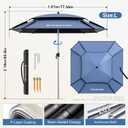 Patio Umbrella with Exclusive Black Coating, 7.2ft/7.8ft Heavy-Duty Double-Layer Nylon Canopy, Adjustable Tilt Sun Shade Outdoor Table Umbrella, UV Protection & Carry Bag for Beach, Fishing, Backyard (Norway blue, 7.2FT)