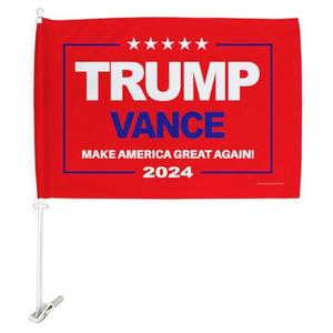 Ornament Collection Trump Vance 2024 Flag for Car Red Bandera para Carros Window Clip Pole Mount Kit Rally Shooting 2024 Poster Auto Decor MAGA Sign Outdoor Decorations Republican Gift Made in USA