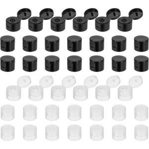 uxcell 40 Pcs 24/410 Flips Top Caps for Bottles, Black/Transparent
