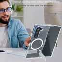 for Galaxy Z Fold 7 Case Compatible with MagSafe, Built-in Metal Kickstand & Strong Magnetic, Anti-Yellowing Non Slipping Out Phone Cover with Stand Slim fit Samsung Galaxy Z Fold7 (Clear)