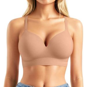 Popilush Bras for Women No Underwire Supportive Push Up Bralettes Wireless Full Coverage Plus Size T-Shirt Bra (X-Large)