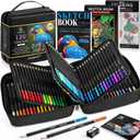 136 PCS Colored Pencils Set for Adult Coloring Books, 120 Colored Pencils with Sketchbook, Coloring Book, Sharpener, Soft Core Oil-Based Coloring Pencils for Artists Drawing Sketching Blending Shading