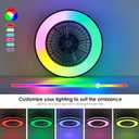 Smart Low Profle Ceiling Fans with RGB Lights Remote/APP/Voice Control, 20" Bladeless Ceiling Fans with 6 Speeds, Timer, Quiet DC Motor, Ceiling Fan with Light for Kids Bedroom/Living Room