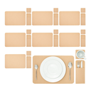 Juvale Felt Table Placemats Set of 8 for Dining Table and Kitchen Decor with Drink Coasters and Cutlery Pouches (Beige, 24 Pieces)