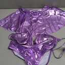 DaiLiWei 3 Piece Swimsuits for Women Festival Rave Outfits Metallic Glitter Bikini Sets Sexy Bathing Suit Beach Skirt 2026 (Purple, S)