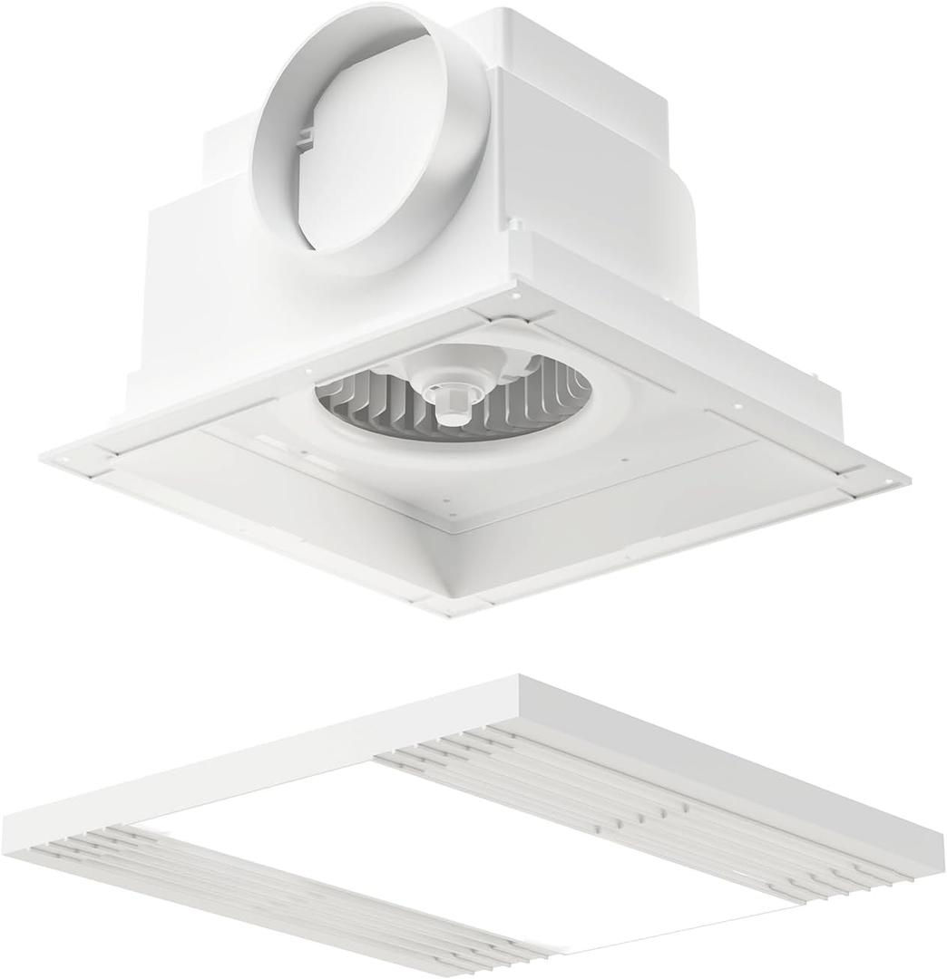 Bathroom Exhaust Fan with LED Light, 9.8" Panel 8.27"x8.27" Mount, 100 CFM 1.0 Sones Ultra Quiet, 4" Duct, Energy Efficient Ceiling Mount Ventilation Fan for Bathroom Home Office