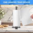 Paper Towel Holder Countertop, Black Standing Paper Roll Holder for Kitchen, Stainless Steel Standing Paper Towel Holder with Suction Cup Base, Easy One-Handed Tear (Black)