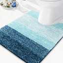 Arotive Microfiber Contour Toilet Rugs U-Shaped, Shaggy Soft Absorbent Bathroom Rugs, Non-Slip Thick Plush Bathroom Mat, Machine Wash Dry Bath Mats for Toilet Base, 24x20, Peacock Blue