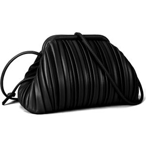 GLITZALL Clutch Purse and Dumpling Bag for Women,Designer Cloud Handbag and Ruched Bag with Detachable Shoulder Strap (Black)