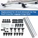 48 Inch Universal Car Top Roof Cross Bar Luggage Cargo Rack with 3 Kinds Clamp Silver Aluminum