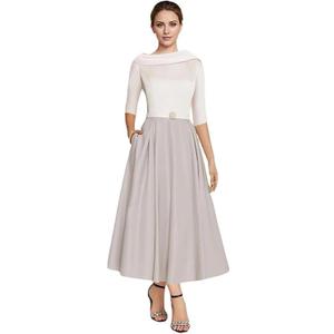 A-line Elegant Mother of The Bride Dress Half Sleeve Ankle-Length Satin Wedding Guest Dress Evening Gown Ruched 2025 Light Grey