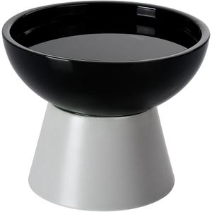 LoeJan Elevated Cat Food and Water Bowls Set, Extra Wide and Raised Ceramic Feeder, Anti-Vomit Whisker-Free Pressure Feeding Bowl for Kittens Adult Small Dogs (Black)