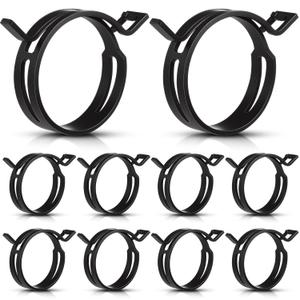 Geelin 10 Pieces Constant Tension Band Hose Clamps Black Fuel Line Clips 12mm Width (43.5mm - 53mm)