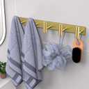 VAEHOLD Hat and Coat Wall Mount Rack - Hooks for Robes, Bags, Keys, and Towels - Bathroom Towel Hanger Organizer (Gold, T Shape 5 Hooks 1 Pack)