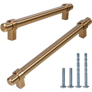 Triumph Hardware Gold Brushed Cabinet Handles,10 Pack,Brass Cabinet Pull,Drawer Handles Furniture Dresser Golden Pulls,Champagne Bronze Cabinet Pulls (7-1/2" Inch (192mm))