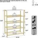 HOMEFORT 5-Tier Shoe Rack, Shoe Storage Shelf, Industrial Shoe Tower, Narrow Shoe Organizer for Closet Entryway, Small Shoe Rack Table with Durable Metal Shelves, Gold