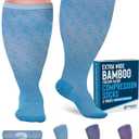 Doctor's Select 3 Pairs Plus Size Compression Socks Wide Calf | Bamboo Viscose Knee High Socks for Circulation Support | Purple, Indigo, Teal (S Pattern) (4X-Large)