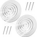 Therwen 4 Pieces 8 Inch Round Diffuser HVAC Round Ceiling Vent Cover Replacement Vent Diffuser with Screws to Install Fitting in Duct Outer Dimensions 11-15/16"