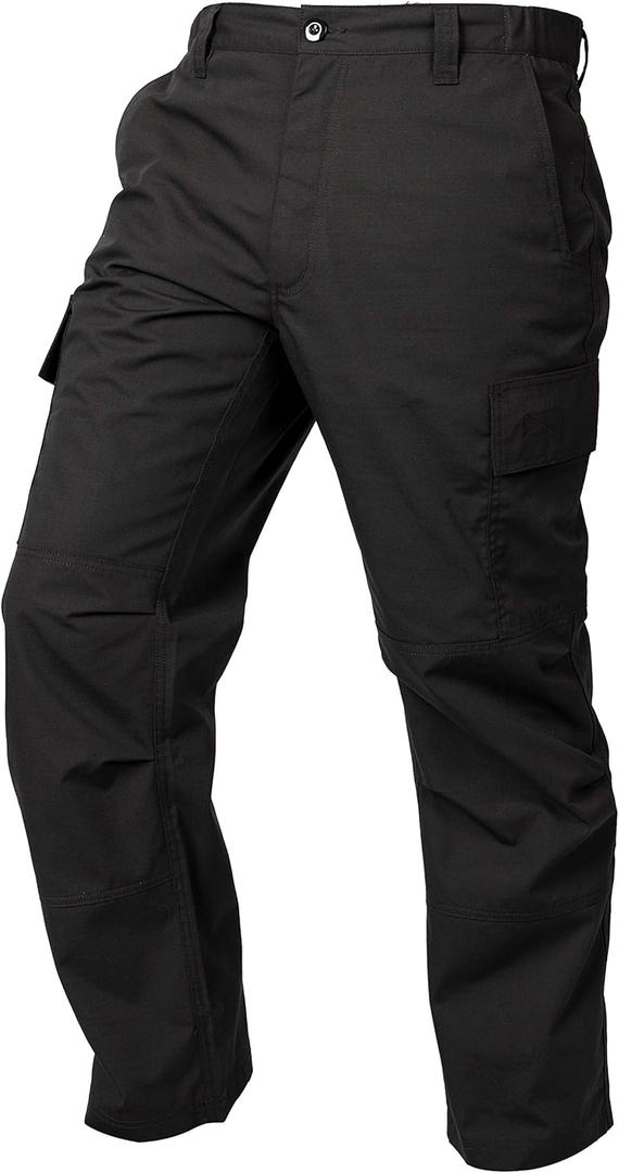 LAPG Men's Core Cargo Tactical Pants, Stretch Waistband, Lightweight & Durable Ripstop CCW Cargo Pants for Men (42W x 30L, Black)