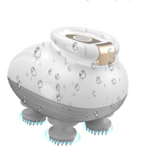 Electric Scalp Massager Head Massager Scalp Stress Relax, Portable Handheld Head Massager with Kneading, Vibration Modes and Deep Clean Care - Gift for Men, Women Dad Mom White