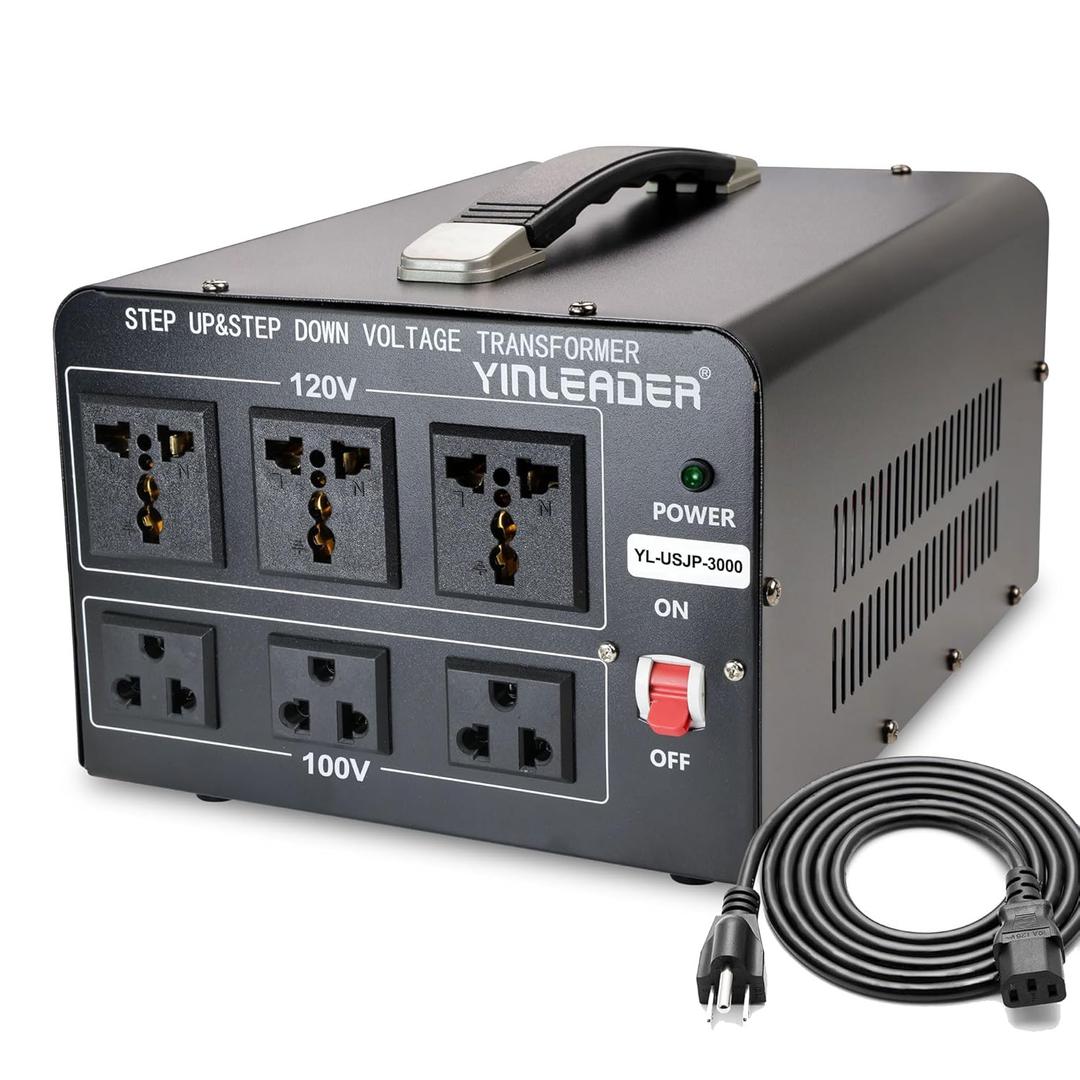 Yinleader 3000W 120V to 100V Voltage Converter Step Up/Down Transformer with US Power Cord