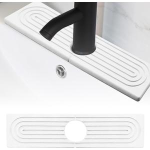 Kitchen Faucet Absorbent Mat - Diatomite Stone Sink Tray [15.7" x 3.9"] ,Quick-Drying Water Absorbing Stone Tray for Kitchen Sink and Bathroom
