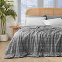 Cozy Bliss Seersucker Cooling Comforter Queen Size, Q-Max 0.45 Reversible Lightweight Cooling Blanket, Breathable Silk Smooth Summer Bedding Quilt for Hot Sleepers Night Sweats Dark Grey