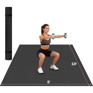 Stepwaver Extra Large Exercise Mat, 10'x5' (6mm) Thick Workout Mat