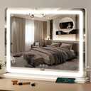 FENNIO 23" x 18" Vanity Mirror with Lights, LED Makeup Mirror, Hollywood Mirror with 3 Color Modes & Adjustable Brightness, Vanity Mirror White