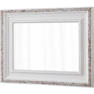 Boho Rattan Mirrors for Wall Decor Living Room 24 X 32 Inch, Distressed White Wood Frame Rectangle Farmhouse Rustic Mirror for Bathroom Hallway Entryway, Horizontal or Vertical Hanging