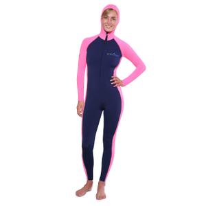 EcoStinger® Women Full Body Stinger Suit with Hood UV Protection Swimsuit UPF50+ Navy Pink XL