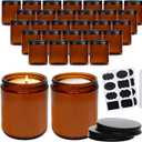 QAPPDA 8oz Amber Candle Jars Set of 30,Round Glass Jars with Black Lids,Empty 250ml Glass Candle Making Jar Bulk Thick Small Food Storage Jar for Spice,Candy,Powder