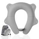 SKYROKU Foldable Travel Potty Seat for Toddlers and Kids - Anti-Slip Potty Training Seat with Handles, Splash Guard, DIY Stickers, Storage Bag - Fits Most Toilets, Portable & Easy to Clean (Gray)
